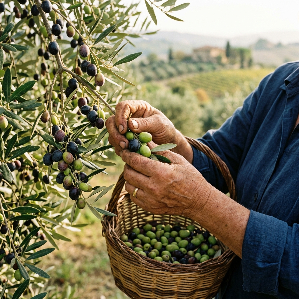 Raccolta a mano delle olive — Campi Italiani, Toscana